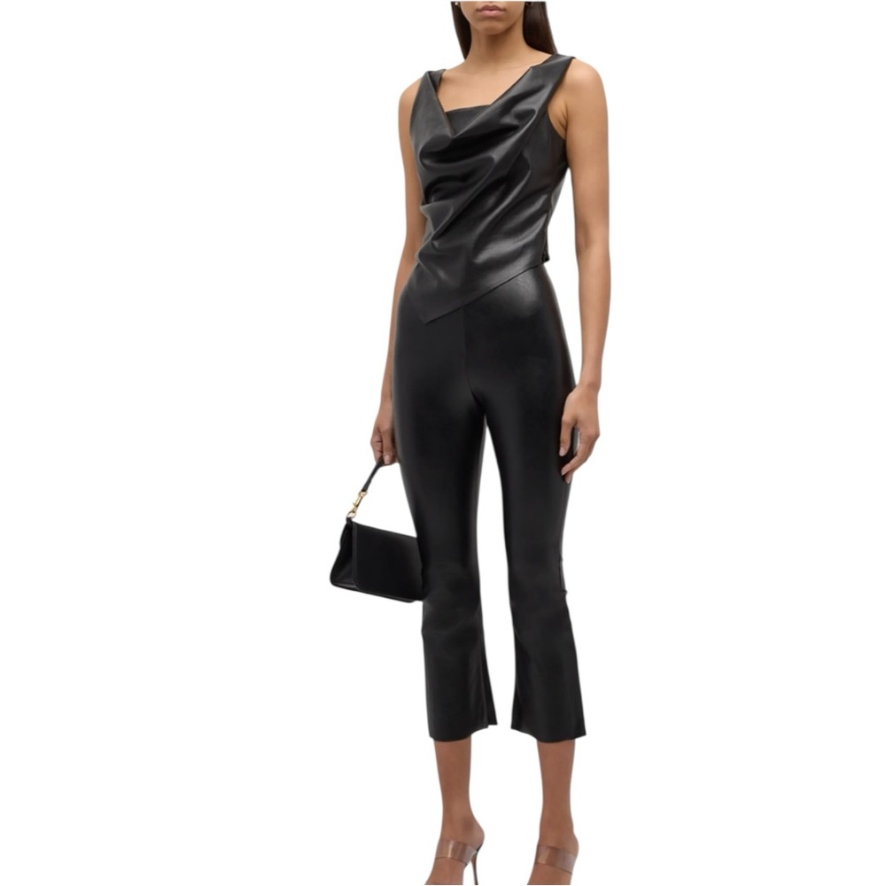 Commando Black Flare Cropped Faux Leather Pants Size S Fall Casual Evening